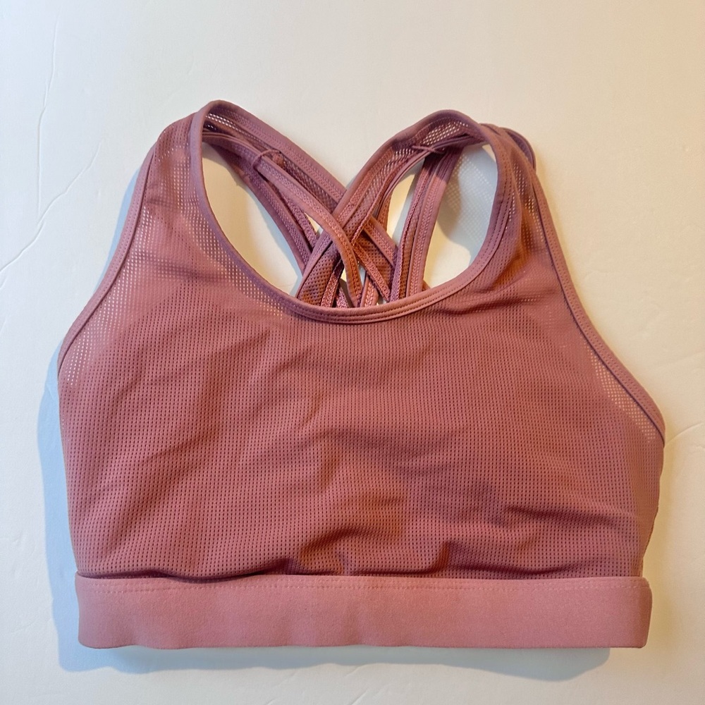 Fabletics mauve pink Strappy Mesh Sports Bra like new